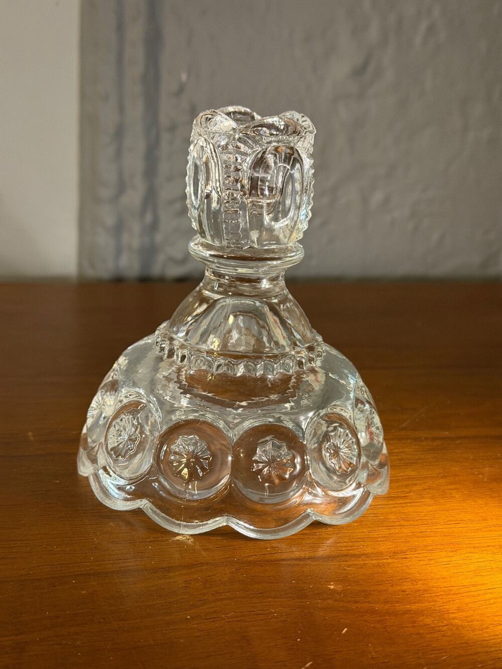 Vintage Moon and Stars clear candle holder